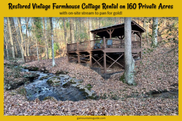 Restored Vintage Farmhouse Cottage Rental with Stream to Pan for Gold