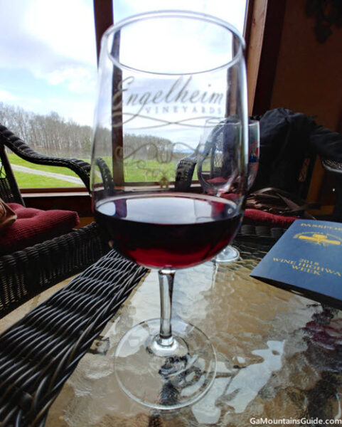 View of Vineyards from Tasting Room at Engelheim Vineyards