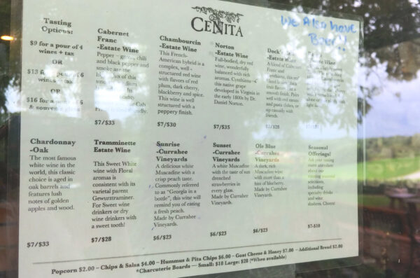 Menu at CeNita Vineyards