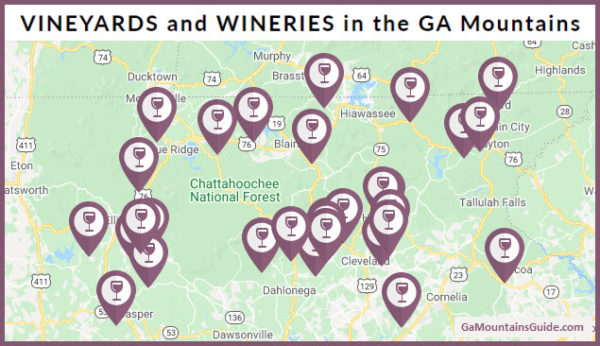 North Georgia Wineries Map & Georgia Mountains Wine Country Guide  Ga 