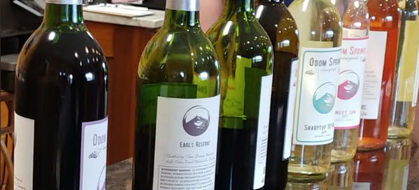 Wines in Tasting Room at Odom Springs Vineyards