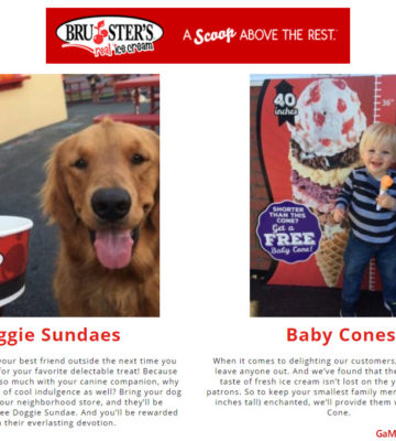 Bruster's Ice Cream FREE Baby Cone & Free Doggie Sundae