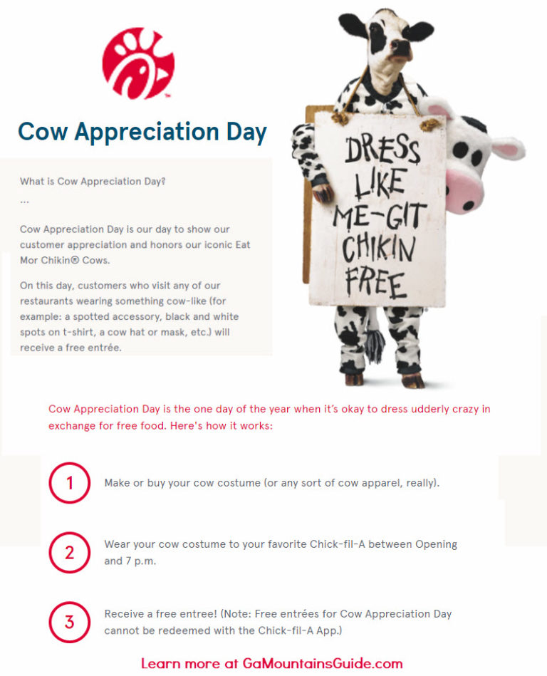 Chick-fil-A-Cow-Appreciation-Day-2020-Georgia | Ga Mountains Guide