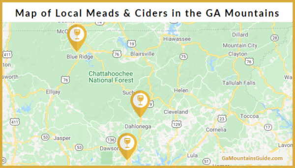 Map of Local Ga Mountain Meads and Ciders