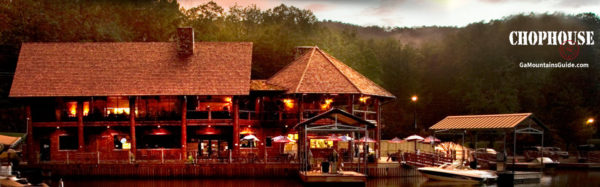 Lake front dining on Lake Burton at Chophouse at LaPrade's in the Georgia Mountains