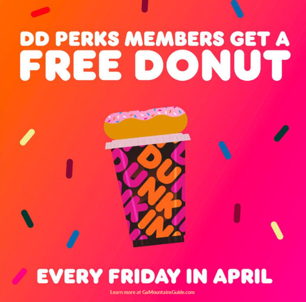 Free Donut on Fridays in April 2020 for DD Perks Members at Dunkin' Donuts