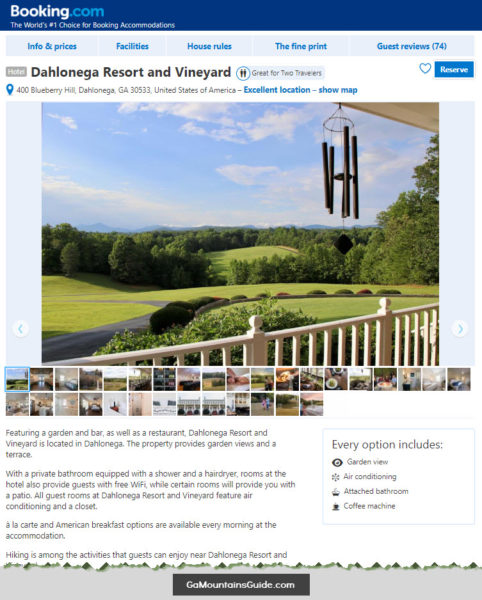 Dahlonega Resort & Vineyard Lodging Reservations