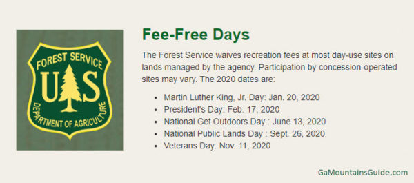 Fee Free Days at US National Forests in 2020