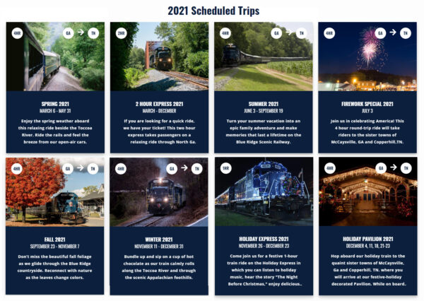 Blue Ridge Scenic Railway Schedule for 2021 Season