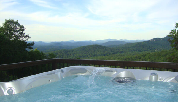 Amazing hot tub moutain views at at Mount Yonah Castle vacation rental