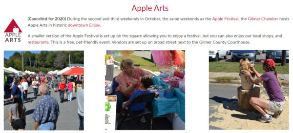 Apple Arts on the Square in downtown Ellijay, GA - GaMountainsGuide.com