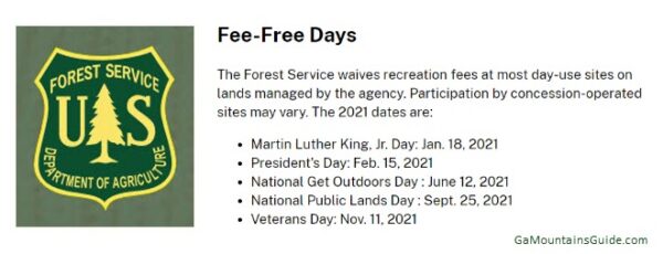 Free Entrance Dates to US National Forests for 2021
