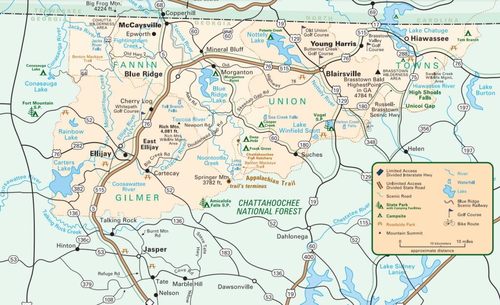 Map-Georgia-Mountain-Parkway-Scenic-Routes  Ga Mountains Guide