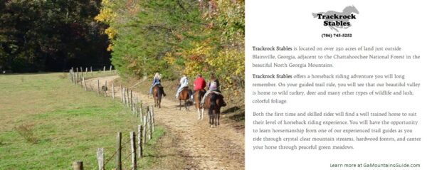 Horseback Riding at Trackrock Stables in Blairsville, GA