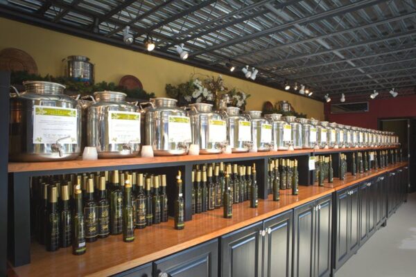 Shopping at Blue Ridge Olive Oil Company on Main Street downtown Blue Ridge