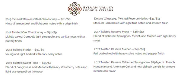 Sylvan Valley Lodge and Cellars Wines Summer 2021