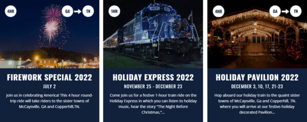 Blue Ridge Scenic Railway Holiday Schedule 2022