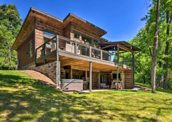 Chic and Modern Ellijay Riverfront Rental Cabin