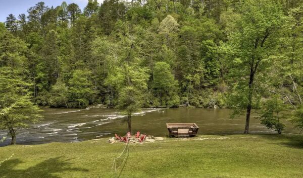 Riverfront relaxation at Hunter's Lodge on the Coosawattee River