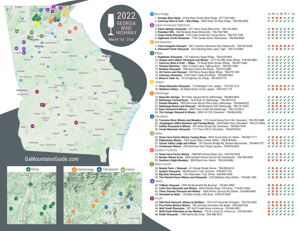 GaWineHwyMap2022 Ga Mountains Guide