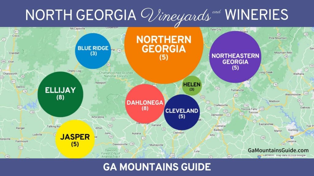 North Georgia Mountains Wine Country Guide and Winery Map