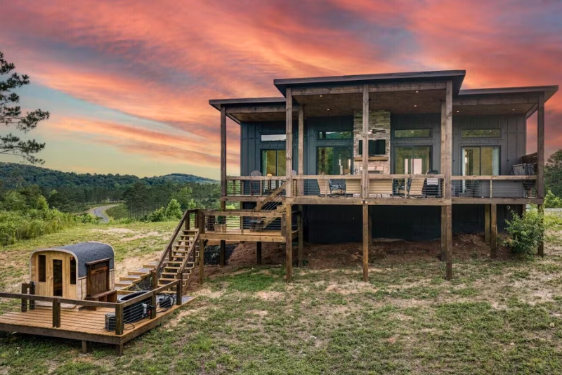 Wellness and Wine Retreat cabin with private outdoor wellness amenities in Talking Rock