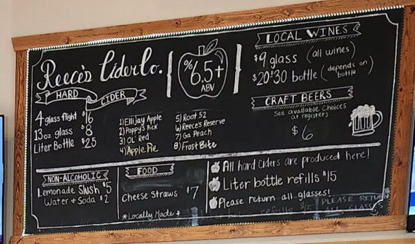 Reece's Cider Co Menu