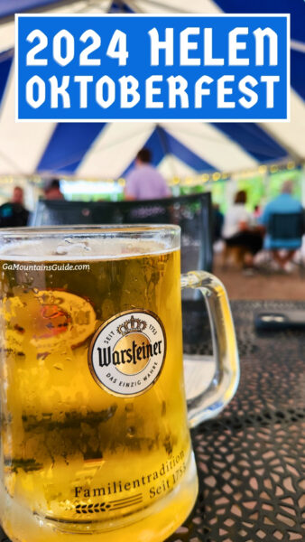 Enjoy a beer under the tent at Hofbrauhaus for 2024 Oktoberfest Helen GA