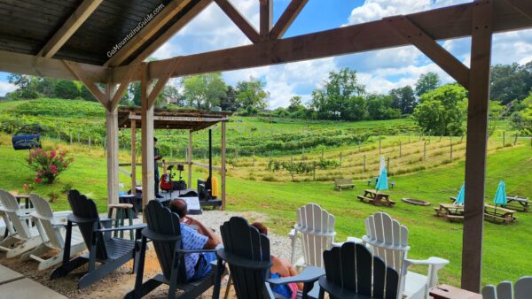 Grapes and Ladders Covered Vineyard Seating and Live Music