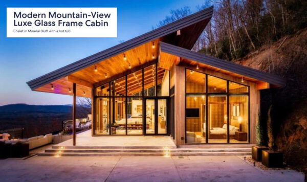 Glass Frame Modern Rental Cabin in Mineral Bluff GA