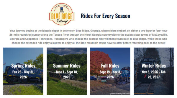Blue Ridge Scenic Railroad 2026 Schedule