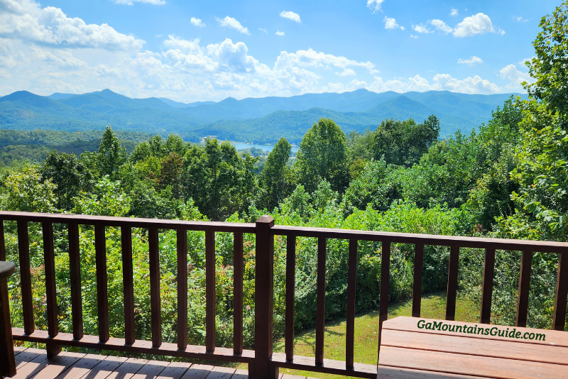 Panoramic Lake Chatuge and Brasstown Bald view from The Perch cabin near Bell Mountain